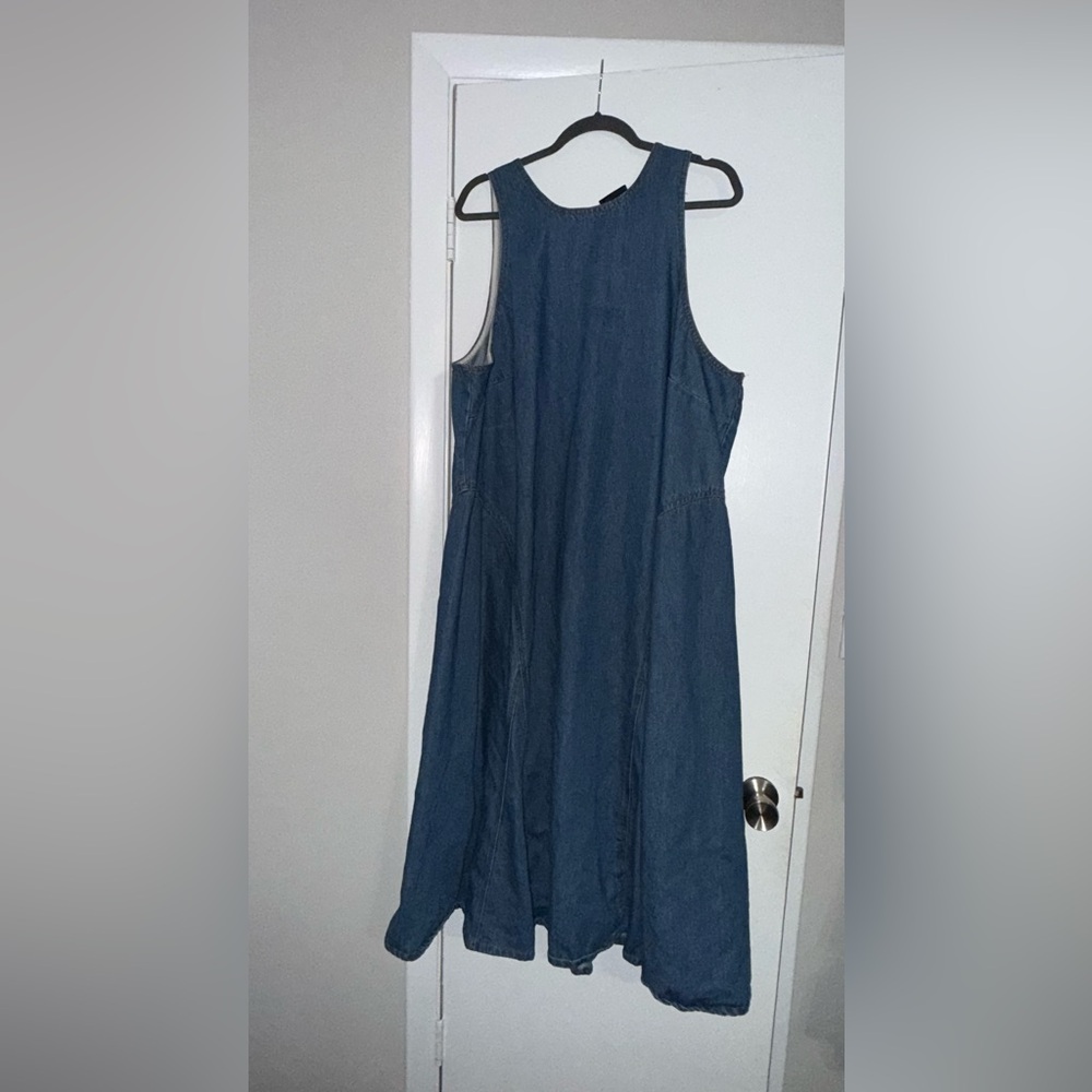 Denim Racerback Midi Dress - Blue A-line Plus Size Dress
